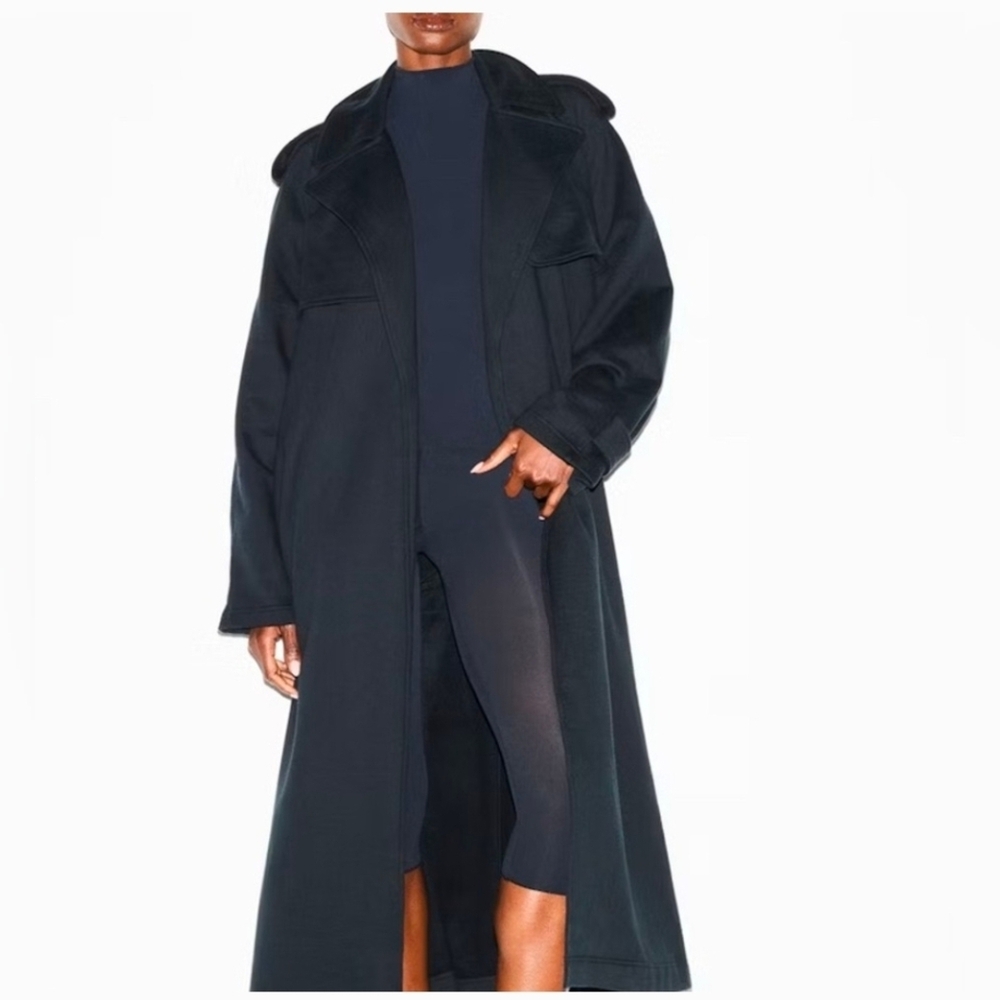 NWT SKIMS Boyfriend Fleece Oversized Trench Coat - Picture 5 of 9